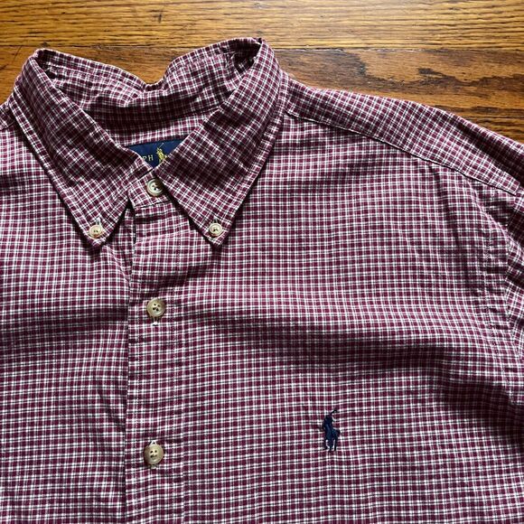 Polo Ralph Lauren Men's XL Classic Fit Button Down Dress Shirt Red Gingham Plaid - Picture 2 of 8